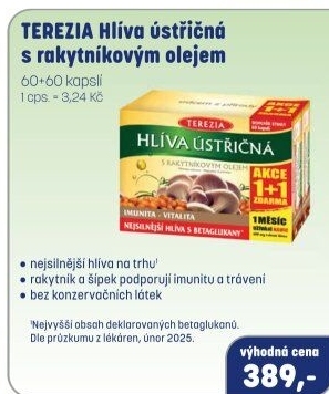 Doplněk stravy Hlíva ústřičná s rakytníkovým olejem Terezia Company