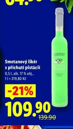 Smetanový likér s příchutí pistácií