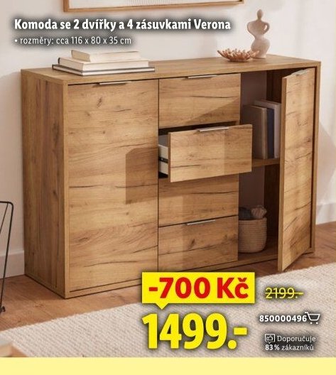 Komoda se 2 dvířky a 4 zásuvkami Verona
