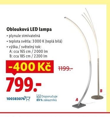 Oblouková LED lampa