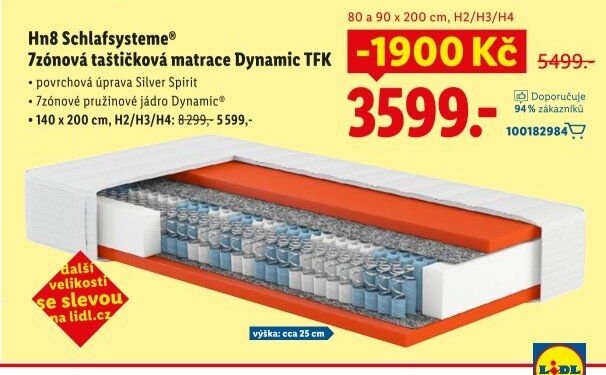 Hn8 Schlafsysteme 7zónová taštičková matrace Dynamic TFK