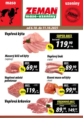 akční leták ZEMAN maso - uzeniny 6.10.2025-11.10.2025