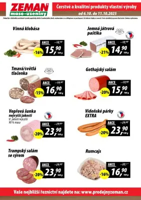 akční leták ZEMAN maso - uzeniny 6.10.2025-11.10.2025