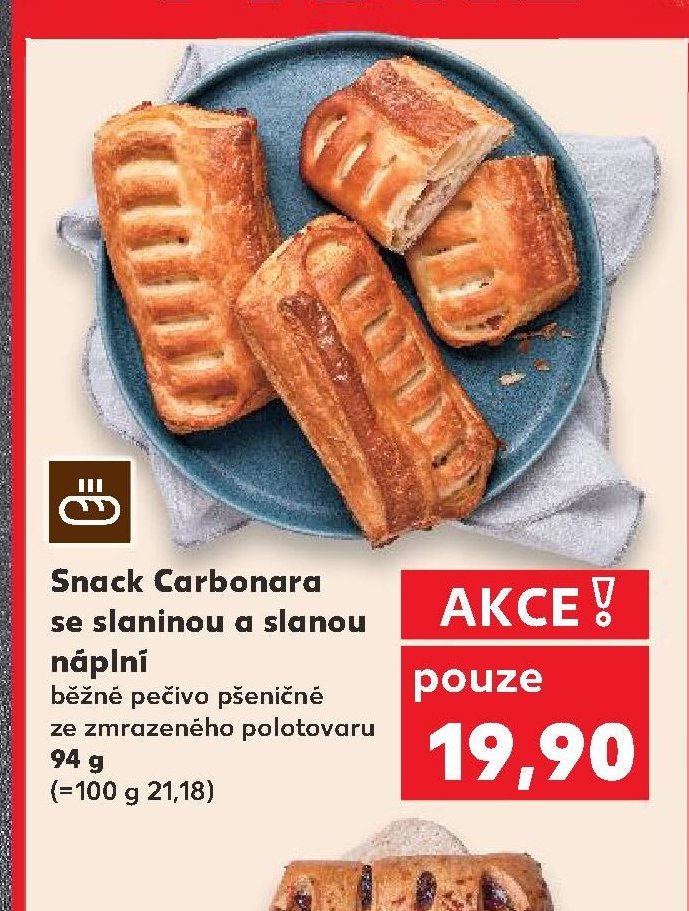 Snack Carbonara se slaninou a slanou náplní