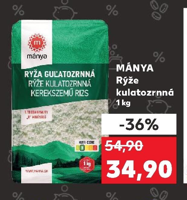 MÁNYA Rýže kulatozrnná 1 kg