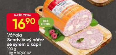 Nářez sendvičový se sýrem a kapií Váhala