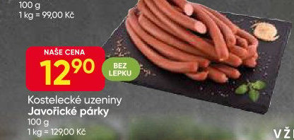 Párky javořické Kostelecké uzeniny
