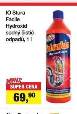 IO Stura Facile Hydroxid sodný čistič odpadů, 1 l