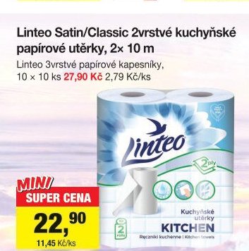 Linteo Satin/Classic 2vrstvé kuchyňské papírové utěrky, 2x 10 m