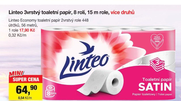 Toaletní papír 2vrstvý Economy Linteo