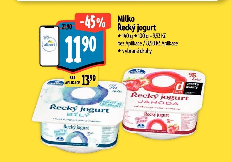 Ochucený jogurt řecký 0% Milko