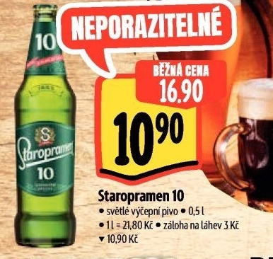 Pivo světlé výčepní 10° Staropramen