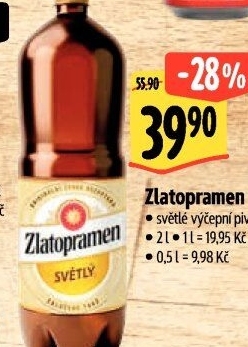 Pivo světlé výčepní 10° Zlatopramen