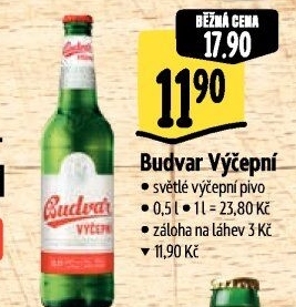 Pivo světlé výčepní Budweiser Budvar
