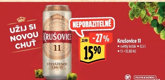 Pivo světlý ležák 11° Krušovice