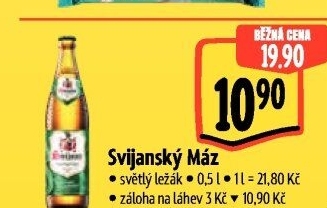 Pivo světlý ležák 11° Svijanský Máz Svijany