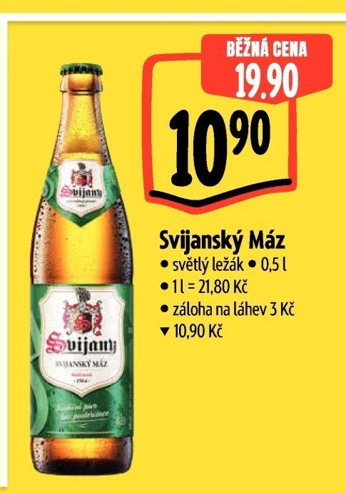 Pivo světlý ležák 11° Svijanský Máz Svijany