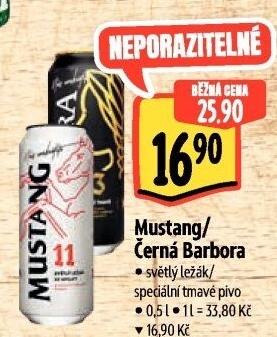Pivo světlý ležák Mustang 11° Ostravar