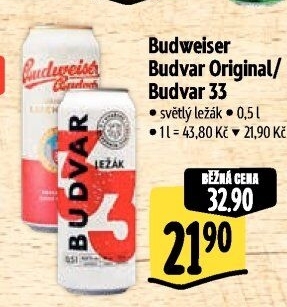 Pivo světlý ležák Original Budweiser Budvar