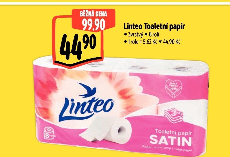 Toaletní papír 3vrstvý Linteo