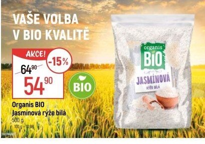 Organis BIO Jasmínová rýže bílá