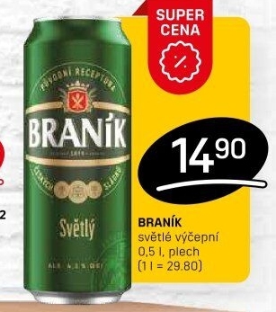 Pivo světlé výčepní 10° Braník