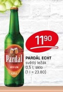 Pivo světlý ležák 11° Echt Pardál