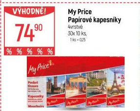 Papírové kapesníčky 4vrstvé My Price