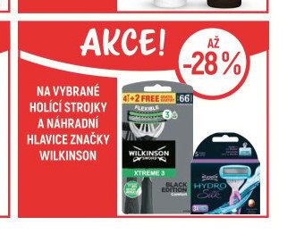 Na vybrané holicí strojky a náhradní hlavice značky Wilkinson
