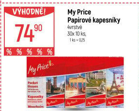 Papírové kapesníčky 4vrstvé My Price