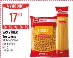 Těstoviny semolinové Váš Výběr