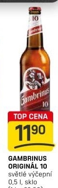 Pivo světlé výčepní Originál 10° Gambrinus
