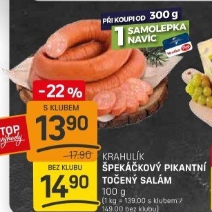 Salám špekáčkový pikantní točený Krahulík