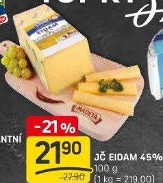 Sýr Eidam Jihočeský 45% Madeta
