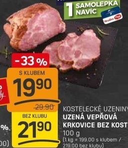 Vepřová krkovice uzená bez kosti Kostelecké uzeniny