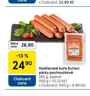 Vodňanské kuře Kuřecí párky pochoutkové
