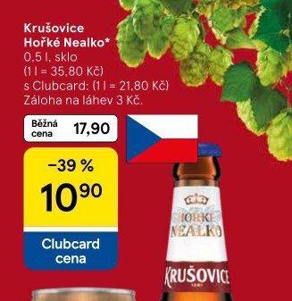 Krušovice Hořké Nealko 0,5 l, sklo