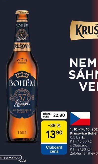 Krušovice Bohém 0,5 l, sklo