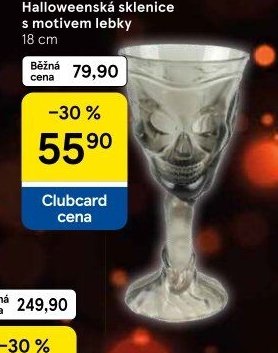 Halloweenská sklenice s motivem lebky