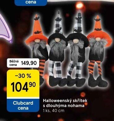 Halloweenský skřítek s dlouhýma nohama