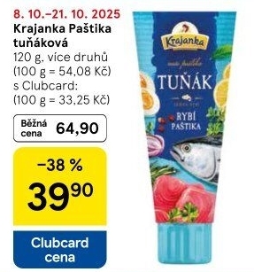 Paštika tuňáková Krajanka v tubě