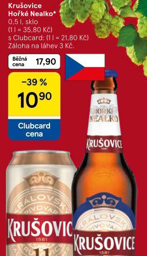 Pivo nealkoholické Královsky hořké Krušovice
