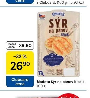 Madeta Sýr na pánev Klasik 100 g