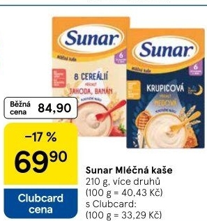 Kaše mléčná Sunar