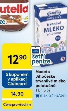 Mléko trvanlivé Jihočeské Madeta - 1,5% polotučné