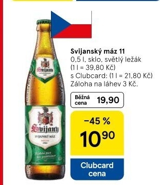 Pivo světlý ležák 11° Svijanský Máz Svijany