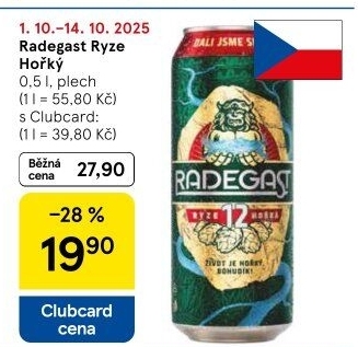 Pivo světlý ležák 12° Ryze hořká Radegast