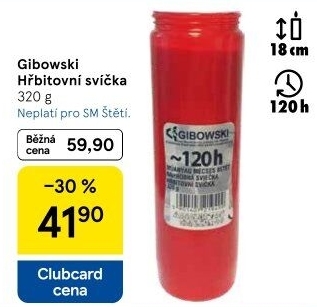 Svíčky hřbitovní Gibowski - náplň