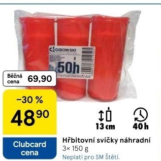 Svíčky hřbitovní Gibowski - náplň