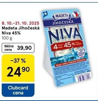Sýr Niva Jihočeská 45% Madeta